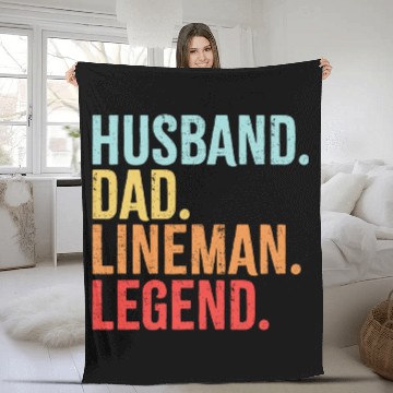 Discover Husband Dad Lineman Legend Fleece Blankets