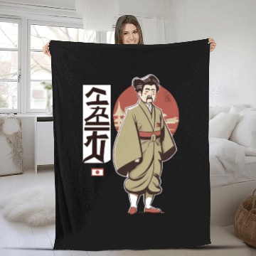 Discover Retro Japan Oyaji Wearing Yukata Fleece Blankets