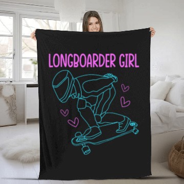 Discover Skateboarding For Women Longboard Girl Fleece Blankets