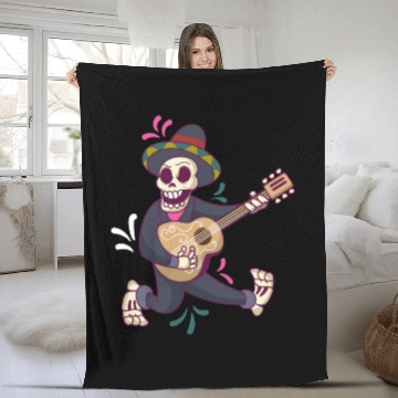 Discover Mariachi Skeleton Guitar Fleece Blankets
