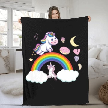 Discover unicorn rainbow Fleece Blankets