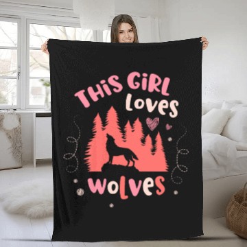 Discover This Girl Loves Wolves Animal Werewolf Wolf Lover Fleece Blankets