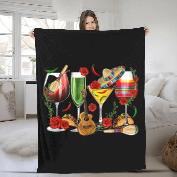 Discover Mexico Wine Tequila Cinco De Mayo Mexican Fiesta Fleece Blankets