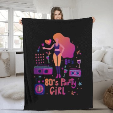 Discover 80s party girl sexy girl Fleece Blankets