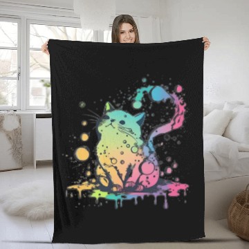 Discover Furry Fun: The Joyful Antics of a Colorful Cat Fleece Blankets