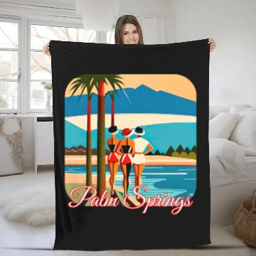 Discover Palm Springs Swim Club Fleece Blankets