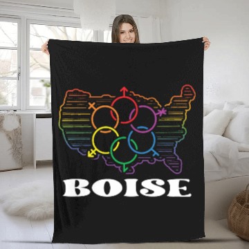 Discover Boise Pride Month Pride Flag LGBT Community LGBTQ Fleece Blankets