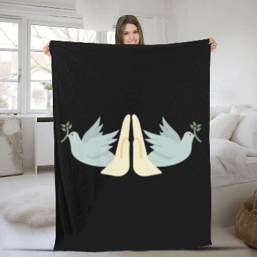 Discover Prayer Hands Peace Doves Christian Fleece Blankets