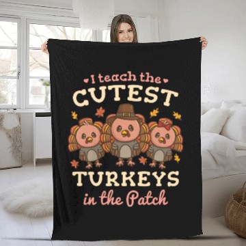 Discover Teacher Thanksgiving Turkey Thanksgiving Day Fleece Blankets