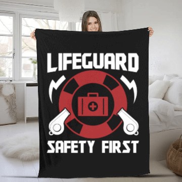 Discover Lifeguard safety first pool guard sea rescuer Fleece Blankets
