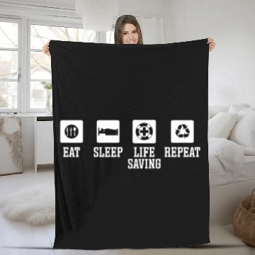 Discover Lifeguard eat sleep life saving repeat pool guard Fleece Blankets
