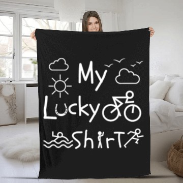 Discover Triathletes running swimming cycling funny Fleece Blankets