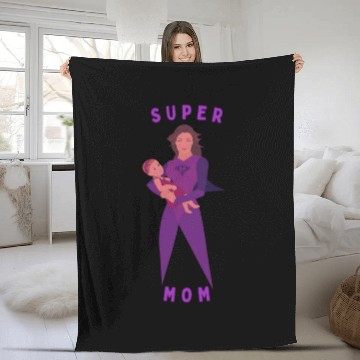 Discover Violet Childish Super Mom Fleece Blankets Mother's Day Gif