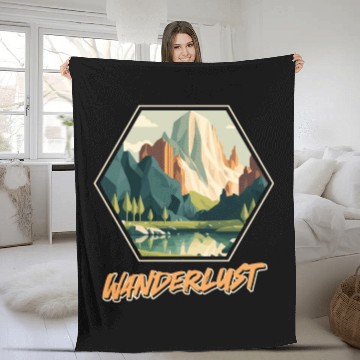 Discover Wanderlust mountaineer hiking mountain love Fleece Blankets