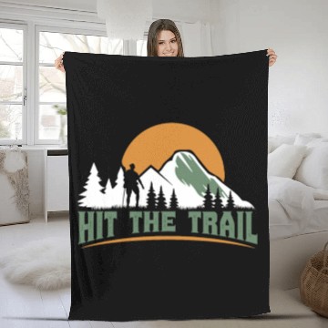 Discover Hit the Trail Mountaineers Wanderlust Hiking Fleece Blankets