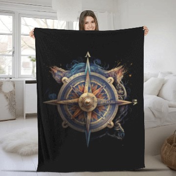 Discover navy compass sailing Fleece Blankets