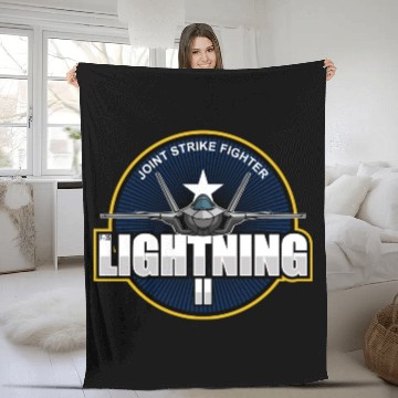 Discover F35 Lightning 2 Patch Small logo red Fleece Blankets