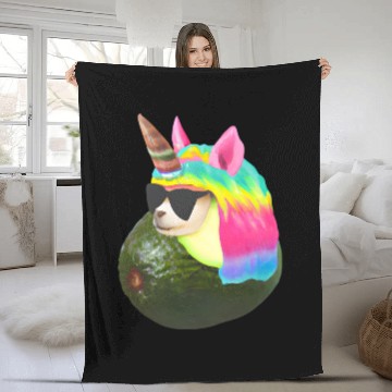 Discover Happy unicorn avocado Fleece Blankets