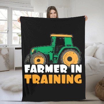 Discover Farmer In Training Tractor Truck Rancher Farm Fleece Blankets