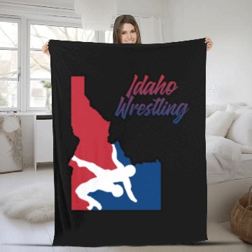 Discover Idaho Wrestling (USA Colors) Fleece Blankets