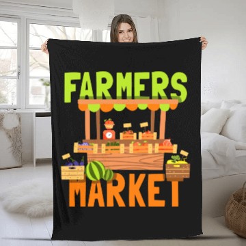 Discover Farmers Market Chicken Farmer Cow Farming Fleece Blankets