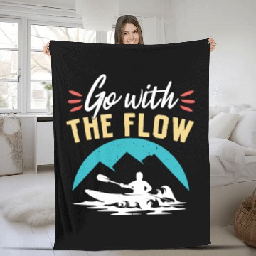 Discover Go With The Flow Kayaking Paddle Fleece Blankets