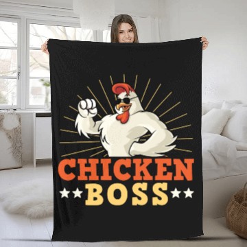 Discover Funny Farmer Animal Pet Chicken Boss Chickens Fleece Blankets