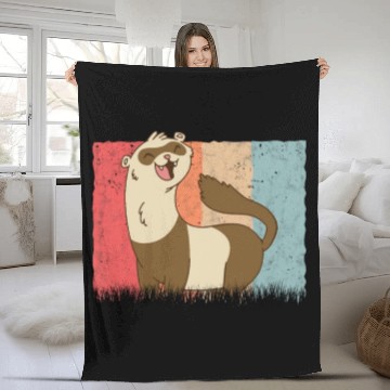 Discover Ferret Retro Weasel Vintage Fleece Blankets