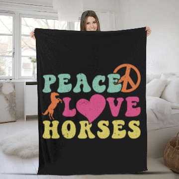 Discover Horse Lover Equestrian Riding Peace Love Horses Fleece Blankets