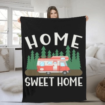 Discover Motorhome Rv Camping Camper Home Sweet Home Fleece Blankets