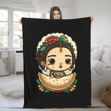 Discover Frida Kahlo & Tacos Cinco De Mayo Mexican Fiesta Fleece Blankets
