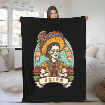 Discover Frida Kahlo Floral Portrait Funny Cinco De Mayo Fleece Blankets