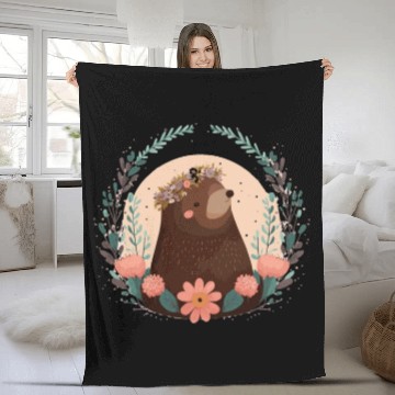 Discover Flower Crown Mole Floral Farm Animal Pet Fleece Blankets