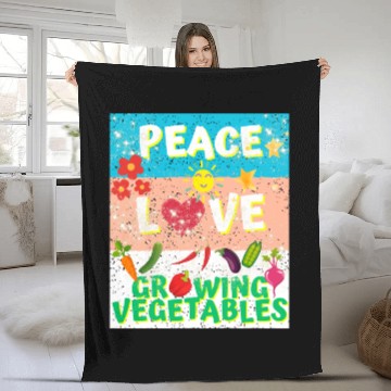 Discover Peace love Vegetables design for him cool Fleece Blankets