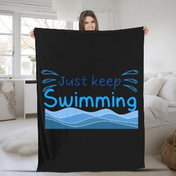Discover Just keep swimming, vocation and summer trip gift Fleece Blankets