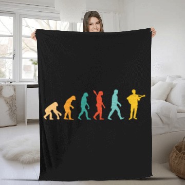 Discover Vintage Guitar Men Evolution Guitarist Idea Fleece Blankets