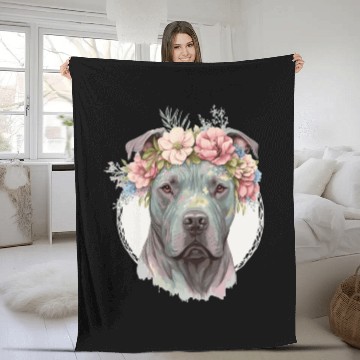 Discover Cute Cane Corso Flower Crown Pet Dog Puppy Fleece Blankets