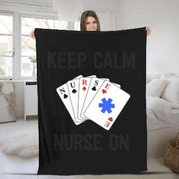 Discover Funny Nurse Life Paramedic Gift Keep Calm Card Fleece Blankets