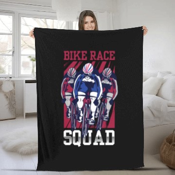 Discover Bike Race Squad Racing Racer Cycling Bicycle Fleece Blankets