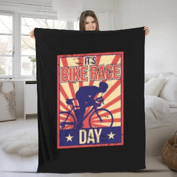 Discover It's Bike Race Day Cycling Bicycle Racing Racer Fleece Blankets