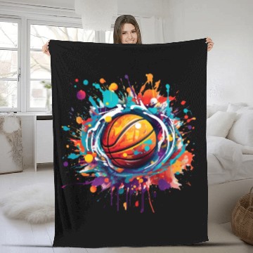 Discover basketball graffiti art Fleece Blankets