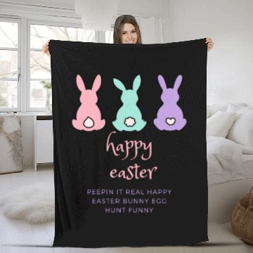 Discover 1Peepin It Real Happy Easter Bunny Egg Hunt Funny Fleece Blankets