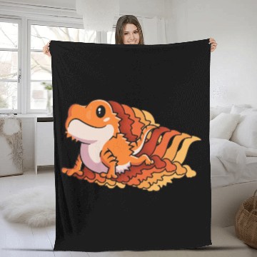 Discover Retro Gift For Bearded Dragon Owner Lizard Lover Fleece Blankets