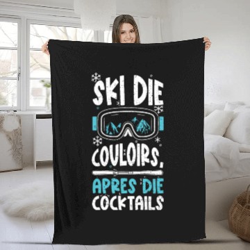Discover Ski the Couloirs, Apres the Cock... Fleece Blankets
