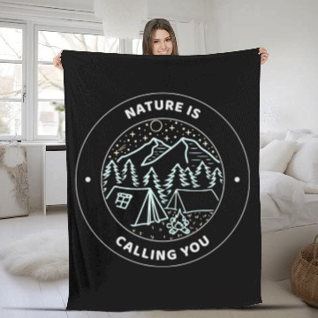 Discover Nature Is Calling You Camping Fleece Blankets