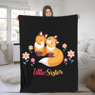 Discover Cute Fox Siblings Gift for Little Sister Fleece Blankets