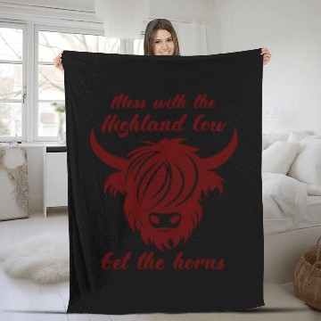 Discover Mess With The Highland Cow Get The Horns Fleece Blankets