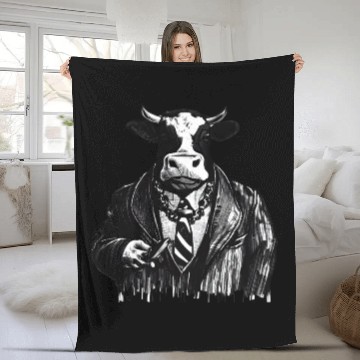 Discover COW MOBSTER COW AS MOB BOSS COW A NOSTRA Fleece Blankets