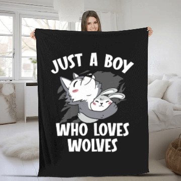 Discover Just A Boy Who Loves Wolves Werewolf Wolf Lover Fleece Blankets