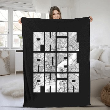 Discover Philadelphia USA City Map Typography Light Fleece Blankets